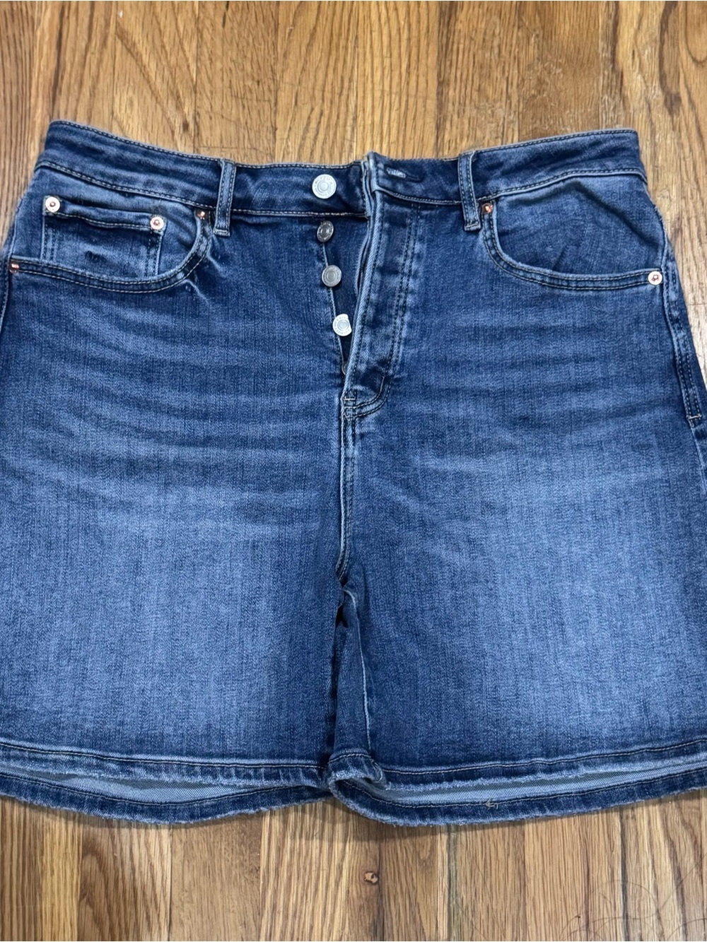 EUC MICA High-Rise Dark Blue Denim Shorts IN SIZE LARGE